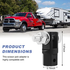 povtii Scissor Jack Adapter, Scissor Jack Drill Adapter for 1/2 Inch Drive Impact Wrench or 13/16 Inch Lug Wrench, Scissor Jack Connector to Raise, Lower, Level Vehicle, Car Accessories