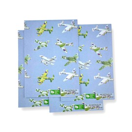 Plane Airplane Aeroplane Bomber War Planes Recycled and Recyclable Eco Printed Gift Wrap - 4 Sheets and 4 Airmail Gift Tags - Birthday - Father'sDay - Christmas - Crafting