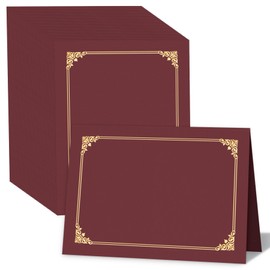 HAUTOCO 90 Packs Certificate Holders, Burgundy Diploma Holders, Document Award Covers Certificate Folders with Gold Foil Border for 8.5x11 Letter Size