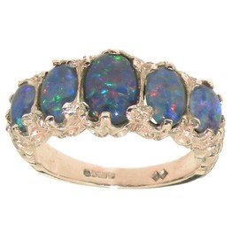 LBG Sterling 925 Silver Ladies 3.00ct Opal Ring Size M October Birthday Gift for Mum