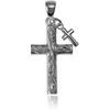 Leilani Hawaiian Jewelry Double Cross Scroll Engraved Pendant Necklace, Silver