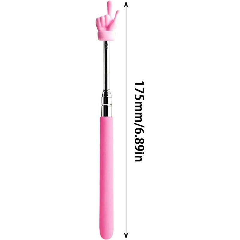 Pink Multipurpose Teacher Pointer Stick, Extendable Classroom Pointer And Finger