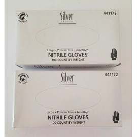Silver Source 100 Silver Source Nitrile Disposable Gloves Restaurant Household Medium 2 Boxes