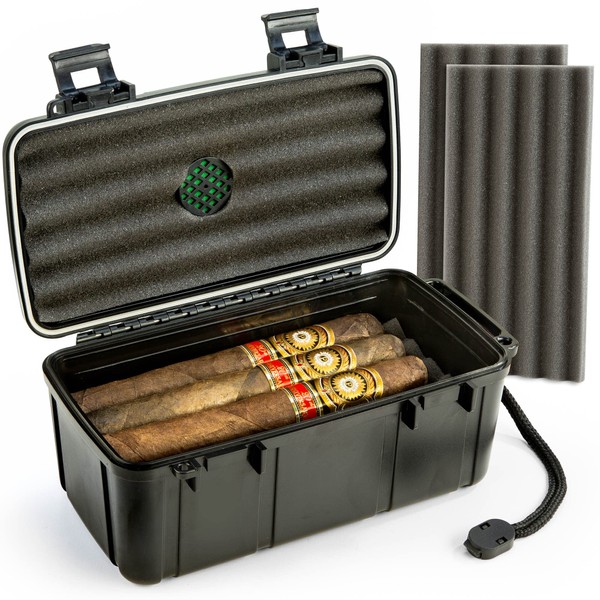 Mrs. Brog Cigar Humidor, Airtight & Durable Waterproof Travel Humidor Case Holds Up to 15 Cigars - Waterproof Humidor Cigar Box