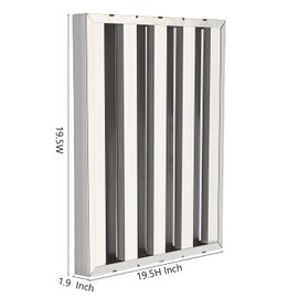6 Pack Hood Filters 19.5x19.5x1.9 Inch, 430 Stainless Steel Grooves Commercial Hood Filters, Range Hood Filter for Grease Rated Commercial Kitchen Exhaust Hoods