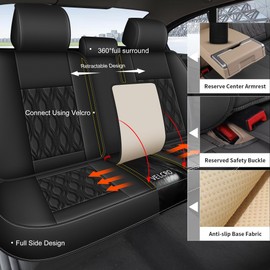 DISUTOGO Car Seat Covers Fit for Nissan Altima 2009-2023 2024 2025: Seat Covers Full Set Faux Leather Waterproof Automotive Seat Cushion Protector Compatible Airbag (5 Seats,Black)