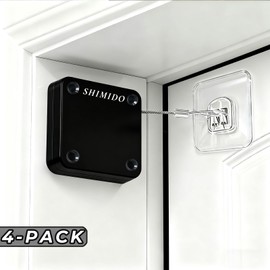 SHIMIDO Upgraded Retractable Automatic Door Closer - Tool-Free Installation, Powerful 3.5lb Pull Shuts Doors Completely - Compact Universal Fit for Screen, Sliding & Almost All Doors（4 Pack Black）