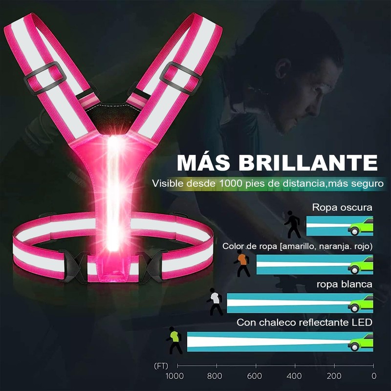 MOSU Chaleco Reflectante LED para Correr, Chaleco Iluminado para Caminar