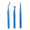 8pcs Eyelash Tweezers Stainless Steel Fine Tip Ergonomic Blue Titanium