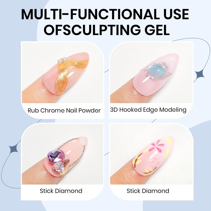 SUPWEE 3D Gel Nail Art Set, Solid Builder Gel, Semi-Firm