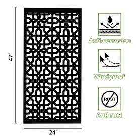 NeuType Metal Privacy Screen Outdoor Decorative Privacy Screen with Stand Freestanding Privacy Screen for Patio, Garden, Balcony, Porch Featuring Precise Laser Cut