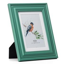 ibalux 5x7 Picture Frame Photo Frame, Made of Solid MDF Wood with Real Glass, Display Pictures 4x6 with Mat or 5x7 without Mat, Vertical and Horizontal Formats for Wall Hanging or Tabletop, Green