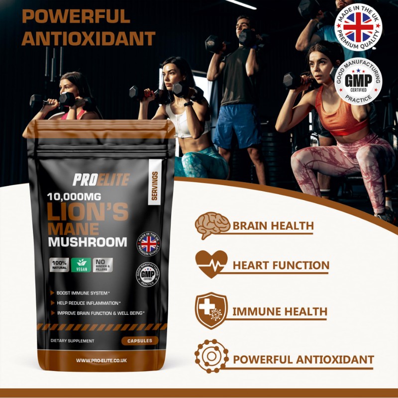Lions Mane Mushroom Supplement 10,000mg - 90 Capsules Vegan High