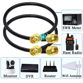 TUOLNK SMA Cable RG58 SMA Male to RP-SMA Male Extension Cable 12inch(30cm) SMA Male to Reverse Polarity SMA Male Plug Pigtail Cable for Wireless Network Device 2 Pack