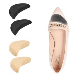 Toe Inserts for Shoes Too Big, 2 Pairs Foam Toe Filler to Make Shoes Fit Tighter, Shoe Toe Filler Inserts for Women Men, Pumps, Flats, Sneakers (Black Beige)