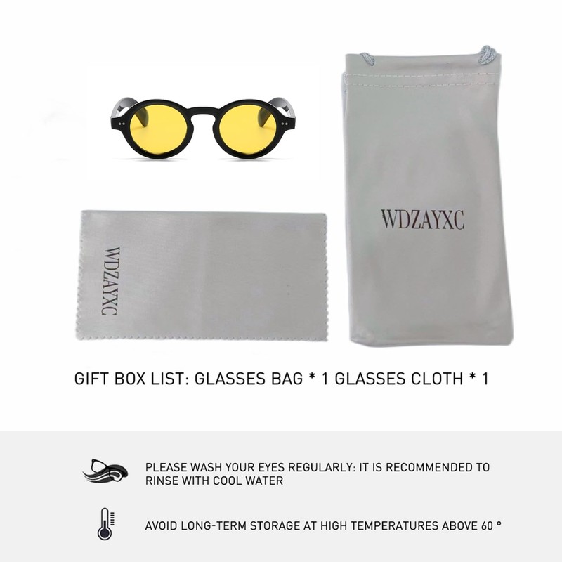 WDZAYXC Round Polarized Sunglasses with Thick Frame for Men and