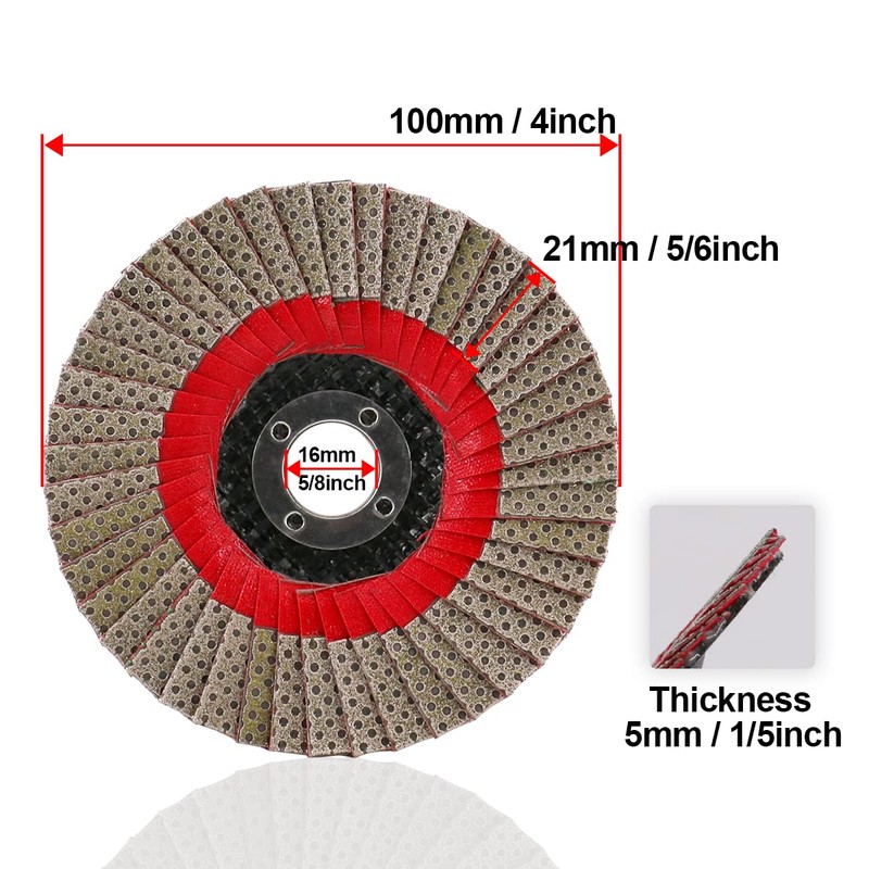 HOMESOM 4" Diamond Grinding Wheel Flap Disc,100mm Angle Grinder Sanding