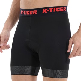 X-TIGER Cycling Underwear Mens Bike Shorts 5D Padded Mountain Biking Riding Shorts with Anti-Slip Leg,Bicycle Liner Shorts Blackred