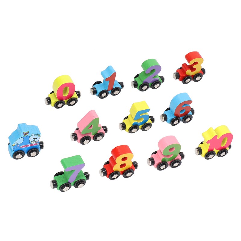 12pcs Wooden Magnetic Digital Train Cute Fun Early Education Trackless