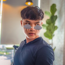 Rimless Cloud Sunglasses for Women, Stylish Bolt Party Glasses, Uv400 Protection, Metal Frame, Grey, 5.74*5.51*1.61inch