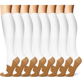 Iseasoo Calcetines de compresión de cobre para hombres y mujeres, lo mejor para correr, senderismo, ciclismo, 15-20 mmHg (L/XL)