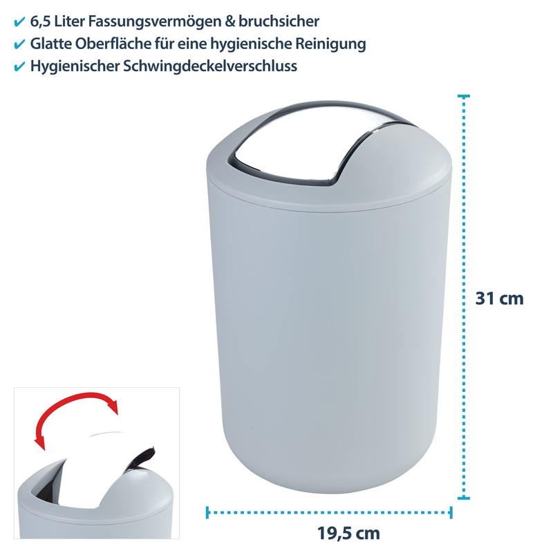 Cosmetic Bin with Swing Lid, Bathroom Bin, Shatterproof in Various