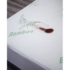 Queen- 100% Waterproof Bamboo Mattress Protector Ultra Soft Bamboo Fabric, Cooling, Noiseless Mattress Pad Covers - Hotel Quality Mattress Encasement/Deep Pocket Elastic Corner