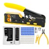 RJ45 Crimp Tool Kit Pass Through Ethernet Crimper Cat6 Cat5