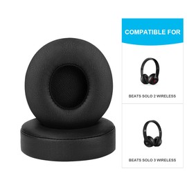 ELZO Ersatz Ohrpolster kompatibel mit Beats Solo 2, Solo 3 Wireless Bluetooth Kopfhörer, Over-Ear Kopfhörer mit weichem Proteinleder, Geräuschisolierung Memory-Schaum, Schwarz