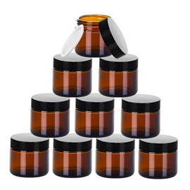 ToKinCen Pack of 10 Brown Glass Ointment Jars 5 ml Amber Glass Empty Jar with Lid Travel Sample Container Cream Jars for Filling Cosmetics, Creams, Lotions, Atheric, Oles