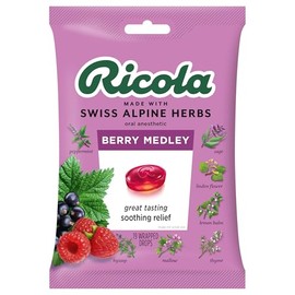 Ricola Berry Medley Bag | Cough Suppressant Throat Drops | Naturally Soothing Long-Lasting Relief - 19 Count (Pack of 1)