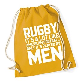 Hippowarehouse Rugby It's a Lot Like American Football Only It's Played By Men Drawstring Cotton School Gym Kid Bag Sack 37cm x 46cm, 12 litres