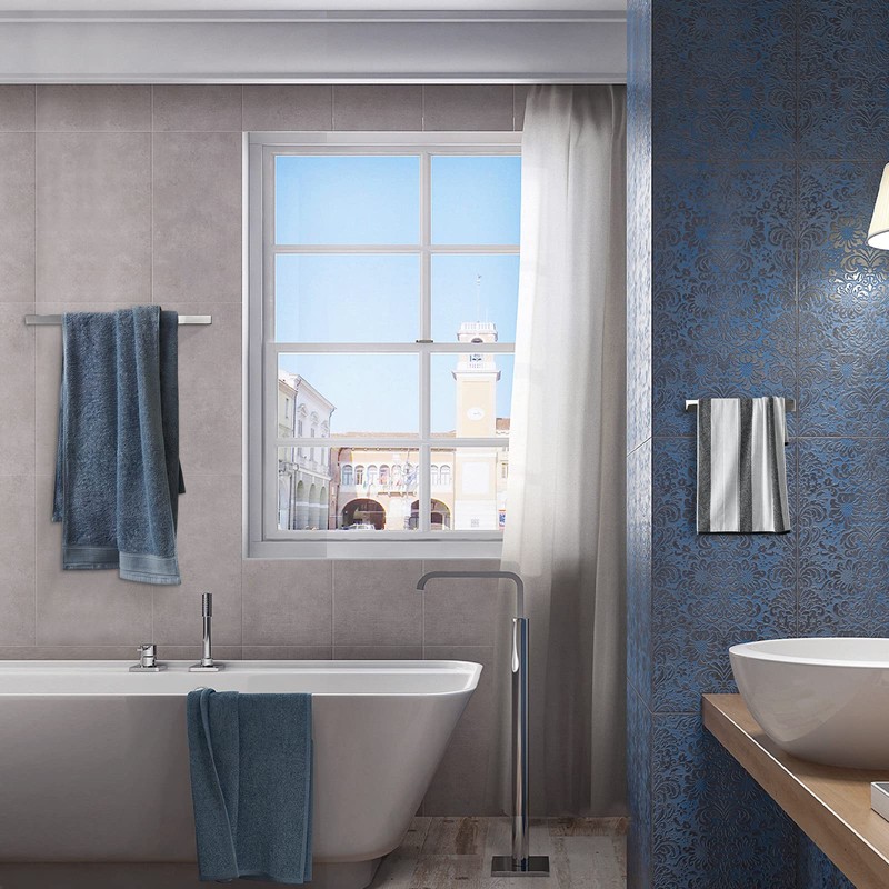TNOMS 4-Pieces Bathroom Hardware Set, Polished Chrome Towel Bar Set,