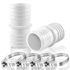 Cuidongsheng Pool Hose Connector 38 mm, 2 Pieces Pool Hose Connector 38 mm, Pool Adapter with 4 Stainless Steel Hose Clamps, Pool Hose Adapter Double Hose Nozzle