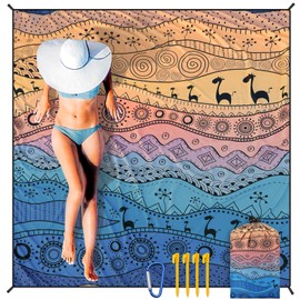 HIHOHO Waterproof Beach Blanket, Sandproof, Extra Large, Beach Mat 200 x 210 cm/120 x 108 Inches for 1-8 Adults, Quick Dry, Durable, Outdoor Picnic Mat for