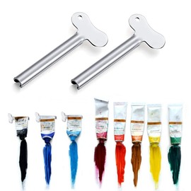 2 Pack Metal Tube Squeezer - Stainless Steel Tube Key - Toothpaste Key Toothpaste Roller - Tube Key for Paint Cream Cosmetic (Shape A x 2)