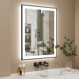 ISTRIPMF 24x32 Inch LED Bathroom Mirror with Black Frame, Backlit and Front Lighted Bathroom Mirrors for Wall, Anti-Fog, Dimmable, Memory, Shatterproof, LED Vanity Mirror for Bathroom