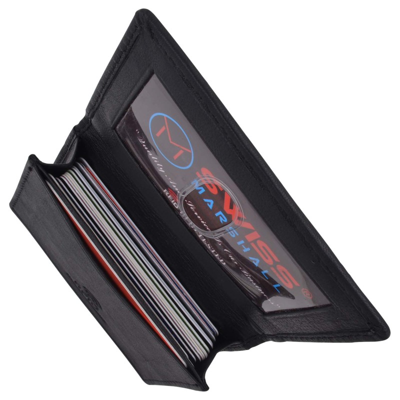 Swiss Marshall Men's RFID Blocking Premium Leather Expandable Small Credit