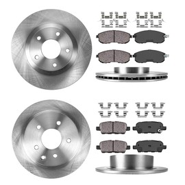 Callahan CRK11506 FRONT 296 mm + REAR 291.3 mm Premium OE 5 Lug [4] Rotors + [8] Quiet Low Dust Ceramic Brake Pads + Clips
