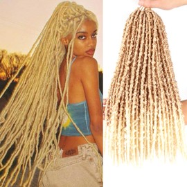 Butterfly Locs Crochet Hair 6 Packs Pre Looped Distressed Locs Crochet Braids Bob Butterfly Locs (27/613, 18 Inch (Pack of 10))