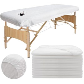 10pcs Disposable Fitted Massage Table Sheets Non-Woven Spa Bed Covers Breathable Oil-Proof Table Couch Protective Cover Thick Massage Bed Pad for Spa Beauty Salon Tattoo Hospital Bed, 80x190cm