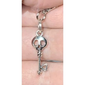 Small Silver Skeleton Key Charm Zipper Pull & Keychain Add On Clip!!