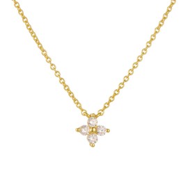 KFG Jewelry S925 Sterling Silver Women's Four Leaf Clover Necklace 14K Gold Plated Tiny Four Leaf Clover Necklace for Girls