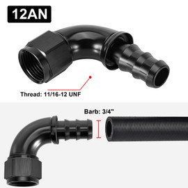 EVIL ENERGY 12AN 90 Degree Push Lock Fitting One Piece Full Flow Hose End