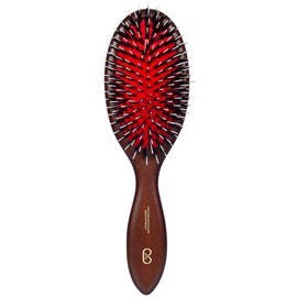 L'Artisan Brossier - Pneumatic hair brush thistle made of solid beech wood - traditional brush large format, pure boar bristles and nylon pins - Made in France