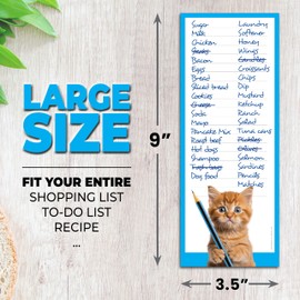 Funny Cats Large Magnetic Notepads for Refrigerator (3 Pack) 3.5 x 9 - 50 Sheets per Pad - Grocery List Magnet Pad for Fridge, Cute Note Pads, Memo Pad, Meal Planner, To Do List Notepad, Menu, Recipes