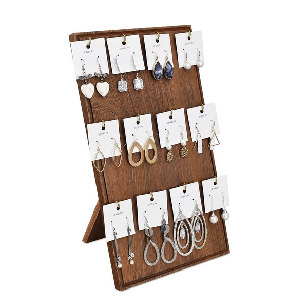 Ikee Design Wooden Jewelry Display Stand with 12 hooks, Earring
