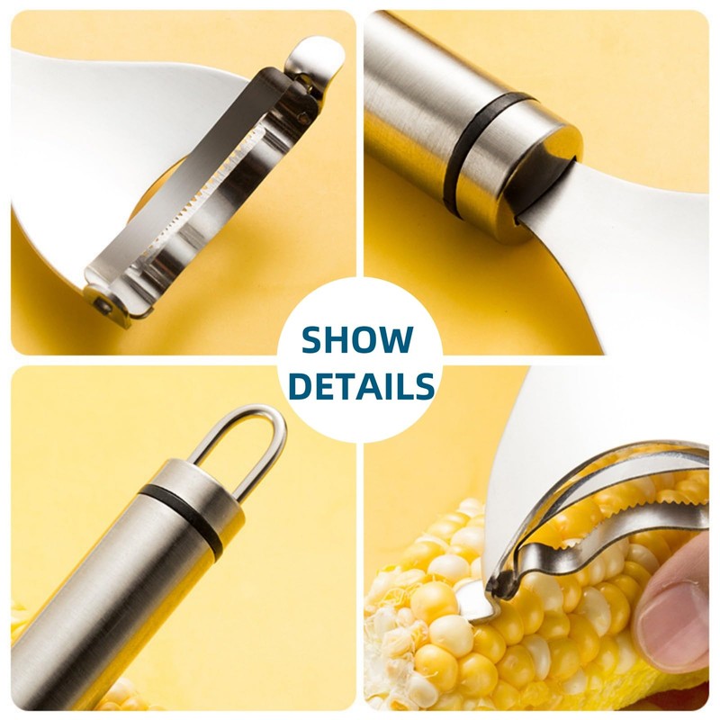2 Packs Stainless Steel Corn Peeler & Cob Stripper Tool
