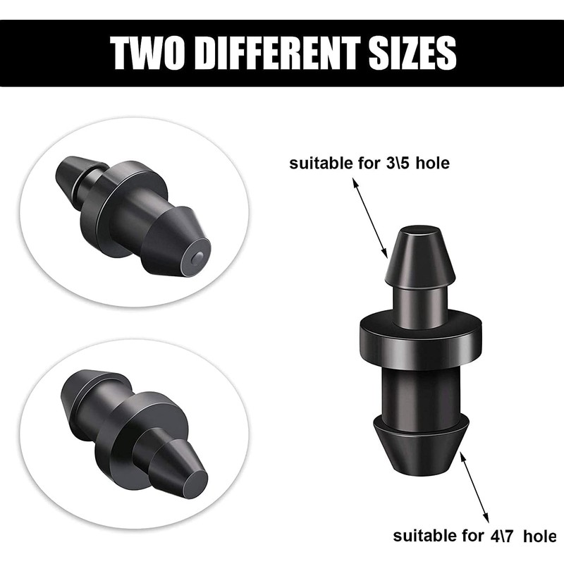 100 Pcs 1/4 Goof Drip Line Plugs Irrigation Black Barbed