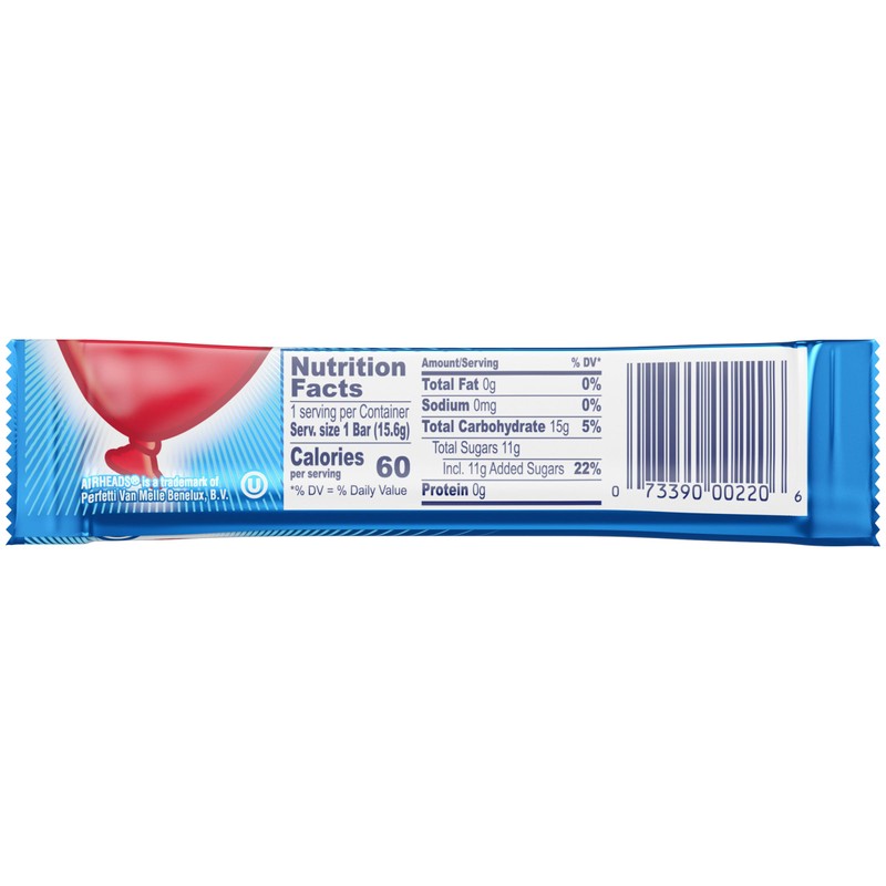 Airheads Candy, Blue Raspberry Flavor, Individually Wrapped Full Size Bars,